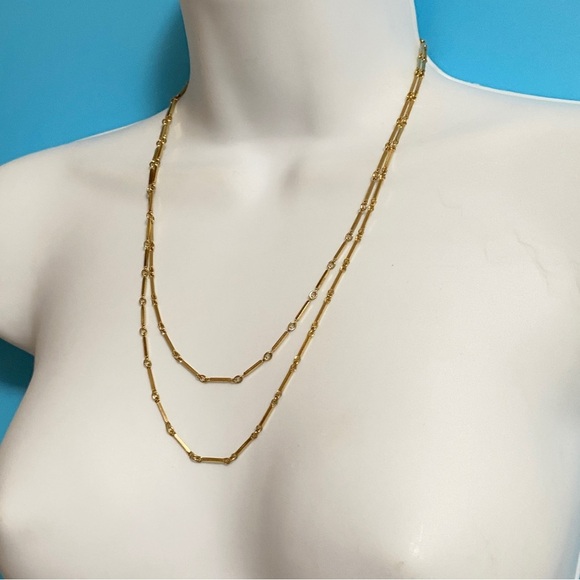 Vintage Gold Tone Double Strand Necklace - Picture 7 of 8